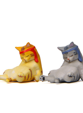 自愈系小虎猫温暖系列头巾醉酒猫咪手办韩版创意烘培园艺造景公仔