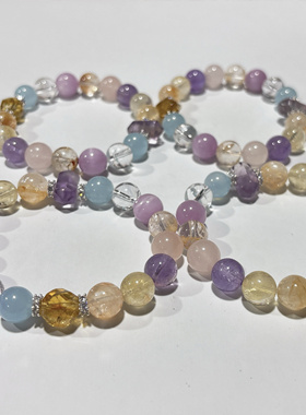 天然白水晶手链女款轻奢小众礼物原创设计多宝好运手串