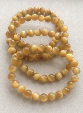 天然金虎眼石手链女款单圈时尚小清新金虎眼石手串饰品礼物8mm