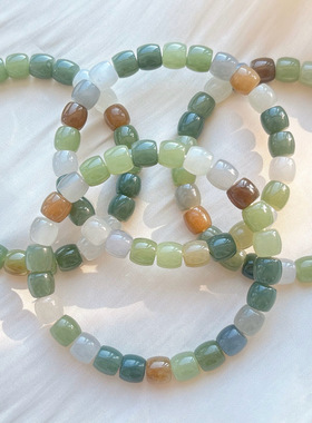 天然和田玉多宝直切手链女款单圈手串饰品礼物