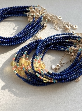 迷你款 湖北天然原矿松石手链 女款南红玛瑙手链青金石手链2m m