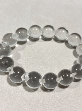 天然白水晶手链 白水晶波波珠 净体男女士手串