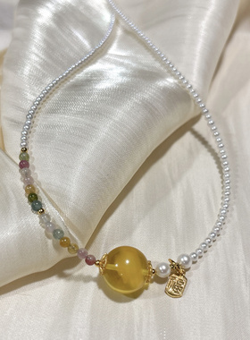 天然珍珠项链女款锁骨链时尚百搭蜜蜡简约气质颈链送女友闺蜜礼物