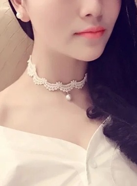 韩国原宿复古黑色蕾丝颈链颈带项圈女脖链饰品脖子项链短款锁骨链