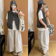 ກາງເກງສີແຂງແບບຍີ່ປຸ່ນ machete casual pants ສໍາລັບແມ່ຍິງ 2026 ພາກຮຽນ spring ຮູບແບບໃຫມ່ trouser ຂາຂະຫນາດໃຫຍ່ທີ່ຈະກວມເອົາເນື້ອຫນັງແລະເບິ່ງ slimming ແອວສູງເກົ້າຈຸດ