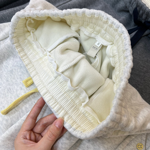 奥粒绒加厚保暖高腰阔腿香蕉裤冬季休闲百搭垂坠感加长弯刀卫裤女 - 图3