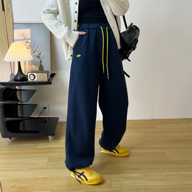 松弛感休闲气质高腰卫裤女2025秋冬新款百搭束脚阔腿两穿运动裤子,淘宝优惠券,粉丝福利购,淘宝优惠卷