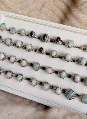 925银复古天然欧泊新品手工吊坠