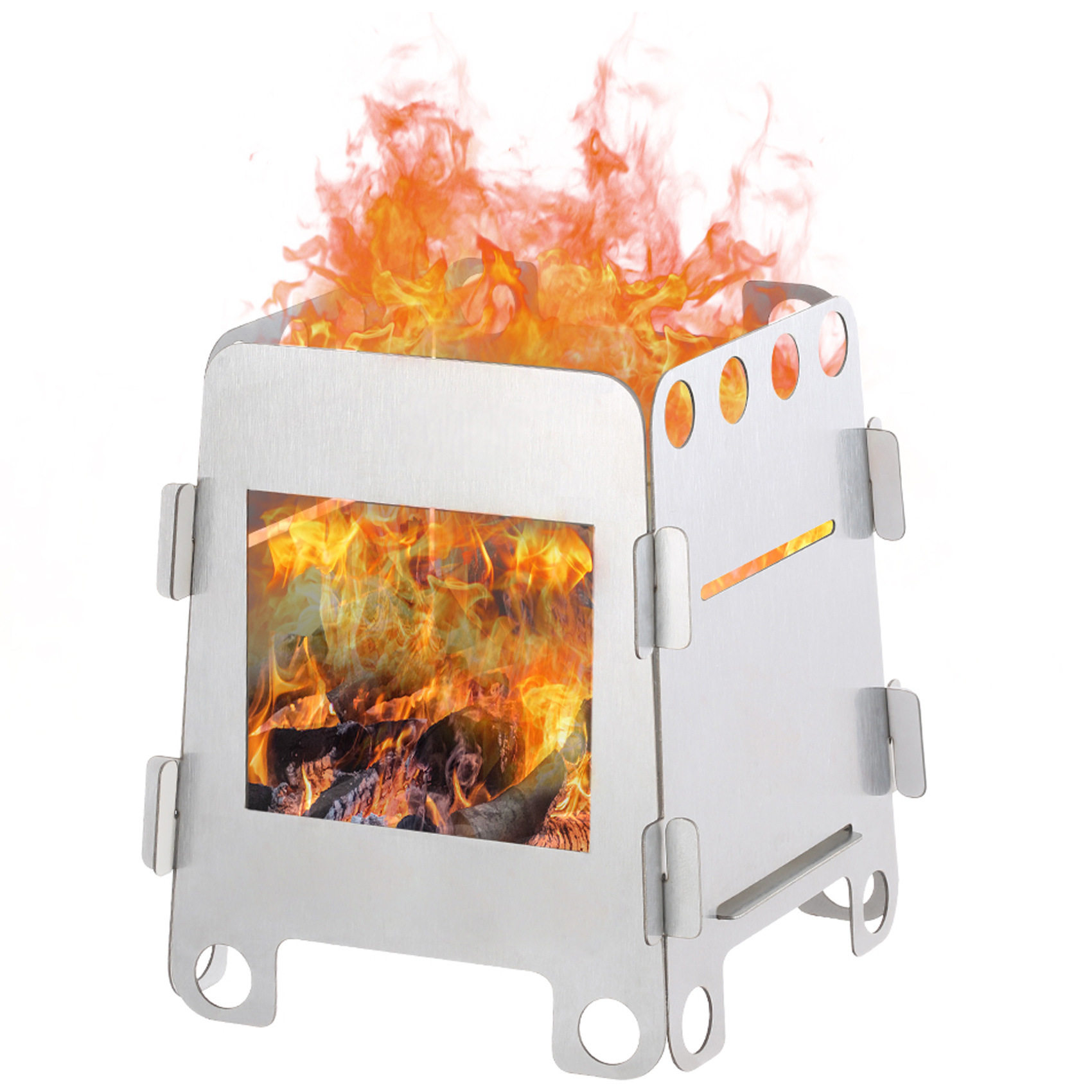 卡片炉加酒精盘户外野炊不锈钢柴火烧烤炉露营可拆卸便携取暖火炉,淘宝优惠券,粉丝福利购,淘宝优惠卷