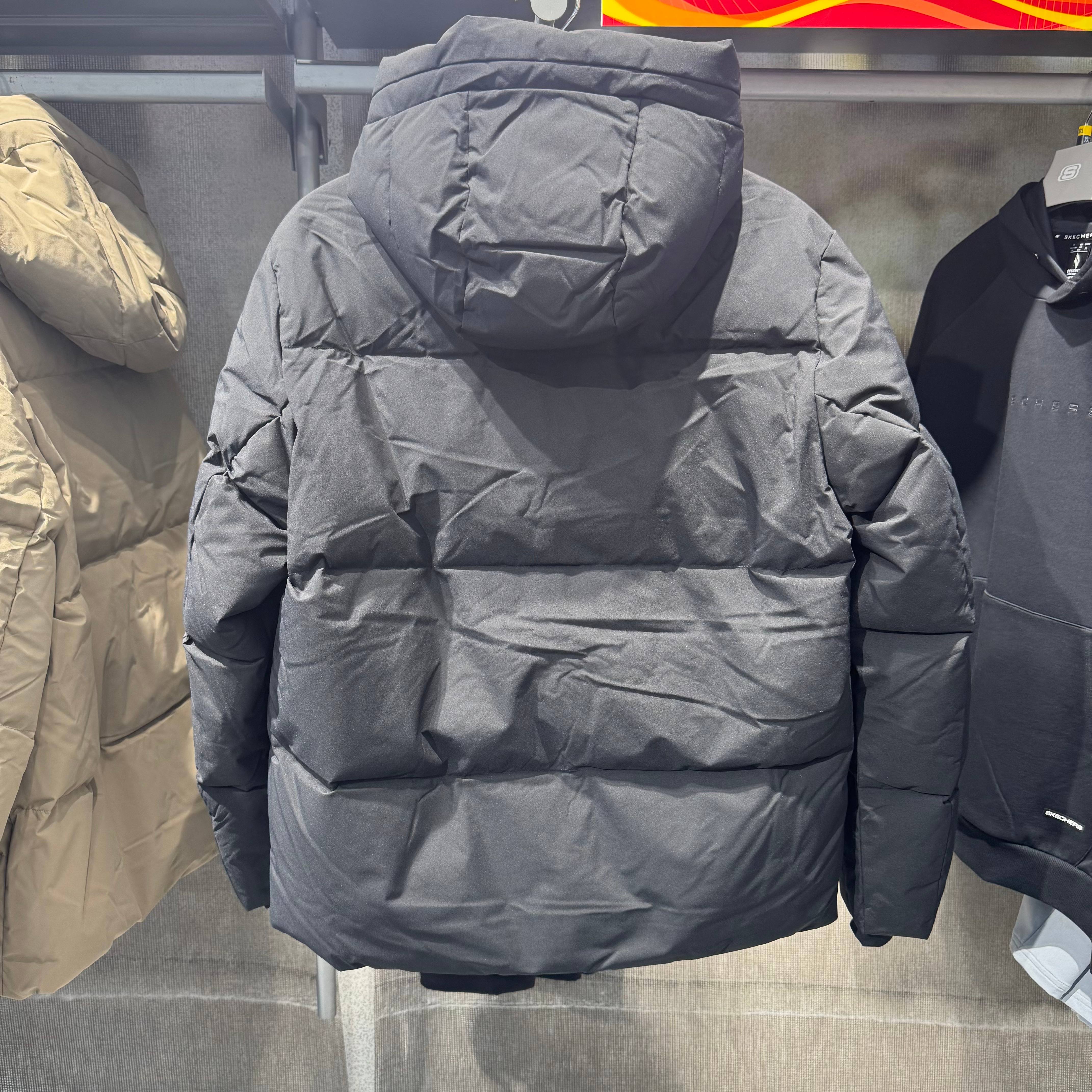 斯凯奇男装2025冬季舒适运动梭织防沾水石墨烯连帽羽绒服P425M034 - 图1