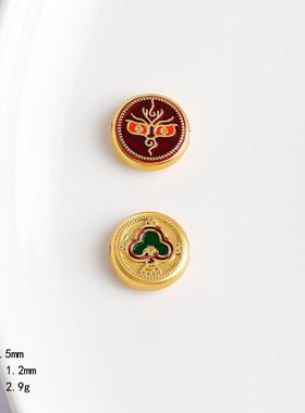 古法保色金五路财神隔珠配饰手工编织diy唐卡扎基拉姆手串配件