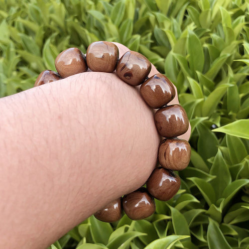 天然活柳血柳海柳手串男女情侣父母朋友佛珠桶珠16x16mm精品黄纹 - 图2