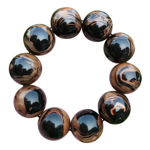 柳工坊黑珊瑚海柳手串手链文玩多宝佛珠念珠首饰山水纹2.6cm包邮 - 图3