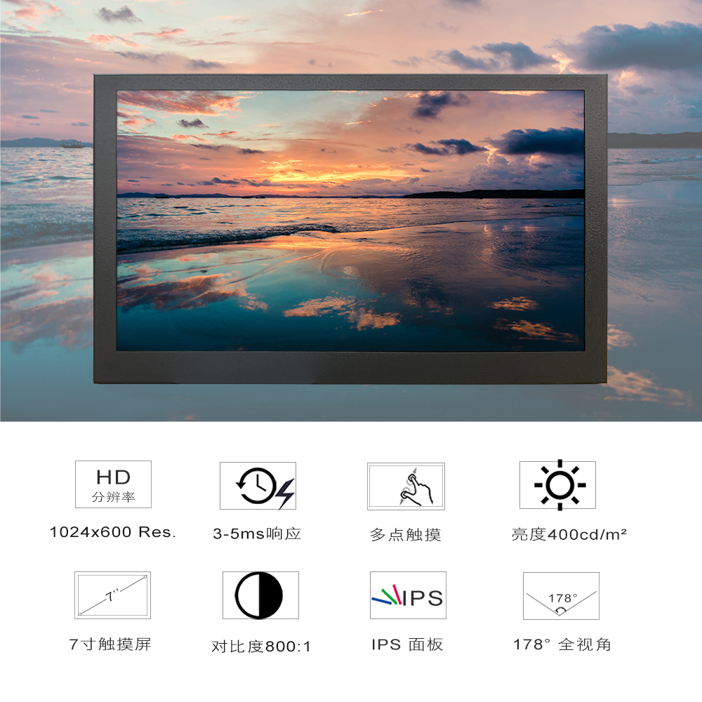 7寸10寸便携显示器机箱显示副屏xbox ps4游戏树莓派显示高清IPS-图0