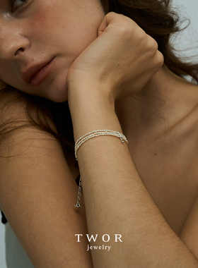 TWOR女S925银珍珠爱心水滴手链
