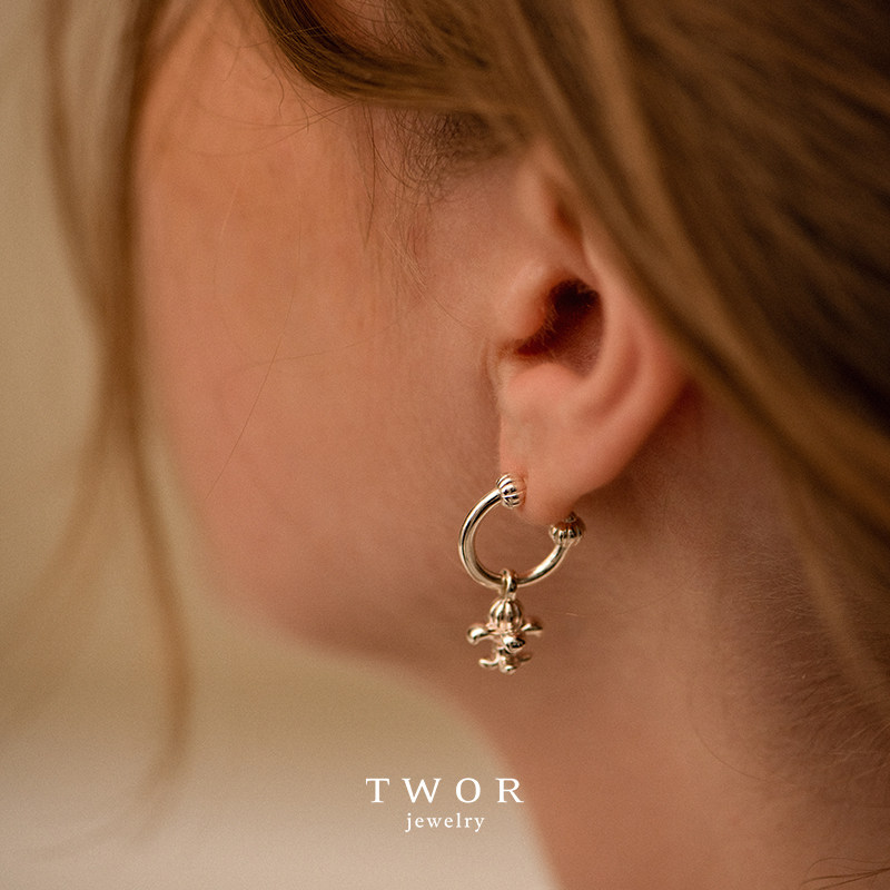 TWOR/s925银鸢尾花耳坠银耳圈耳饰复古银耳环叠戴小众新款耳饰女,淘宝优惠券,粉丝福利购,淘宝优惠卷