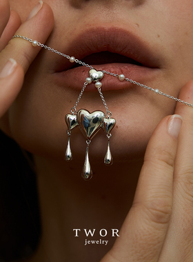 TWORS925银爱心水滴项链