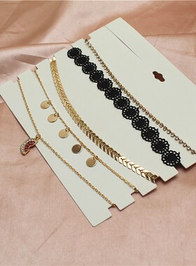 金属镀金女一卡五条项链颈链