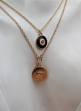 金属镀金女一卡两条项链锁骨链