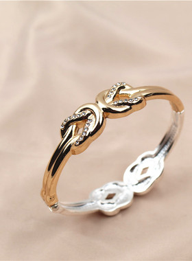 活口打结镶水钻拼色弹簧扣手环