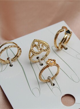 女款合金镀金日韩风套装组合戒指