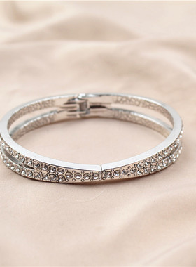 镶水钻闪亮弹簧卡扣日常款手环