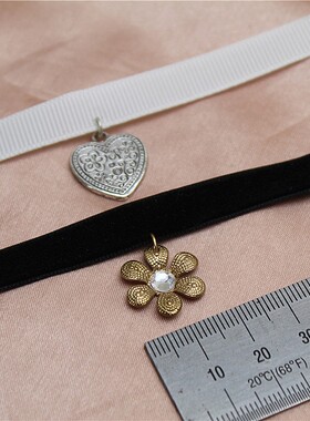 金属镀金植绒布带女choker项链