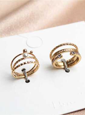 男女金属镀金日韩套装戒指