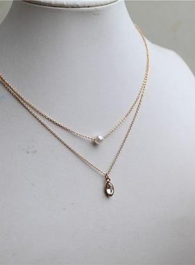 双层叠戴简约大方项链金属镀金女