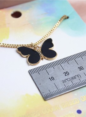 合金镀金女滴釉蝴蝶项链锁骨链