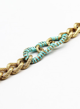 绕线手链金属镀金粗连环欧美女