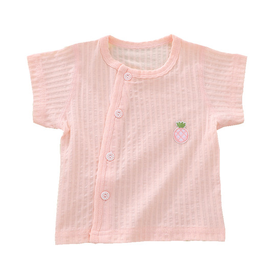 新生婴儿夏季薄装短袖上衣1-12个月男女宝宝无骨内衣儿童打底衫