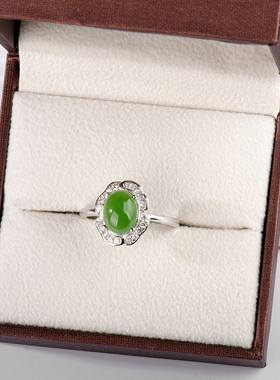 纯银镶嵌新疆女老坑菠菜925天然