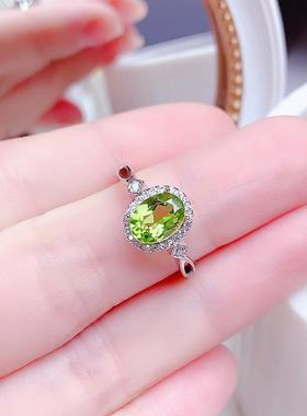 天然绿宝石橄榄石开口戒女