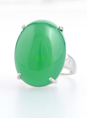 纯银镶嵌天然巴西玉髓韩版戒指