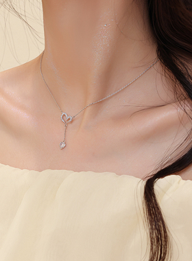 法式爱心流苏项链女简约