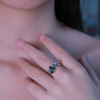 Xielong platinum sapphire tsavorite open ring