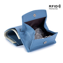 New multifunctional genuine leather small money bag coin bag burglar-proof brushed woman coin bag Mini short wallet card bag money clip