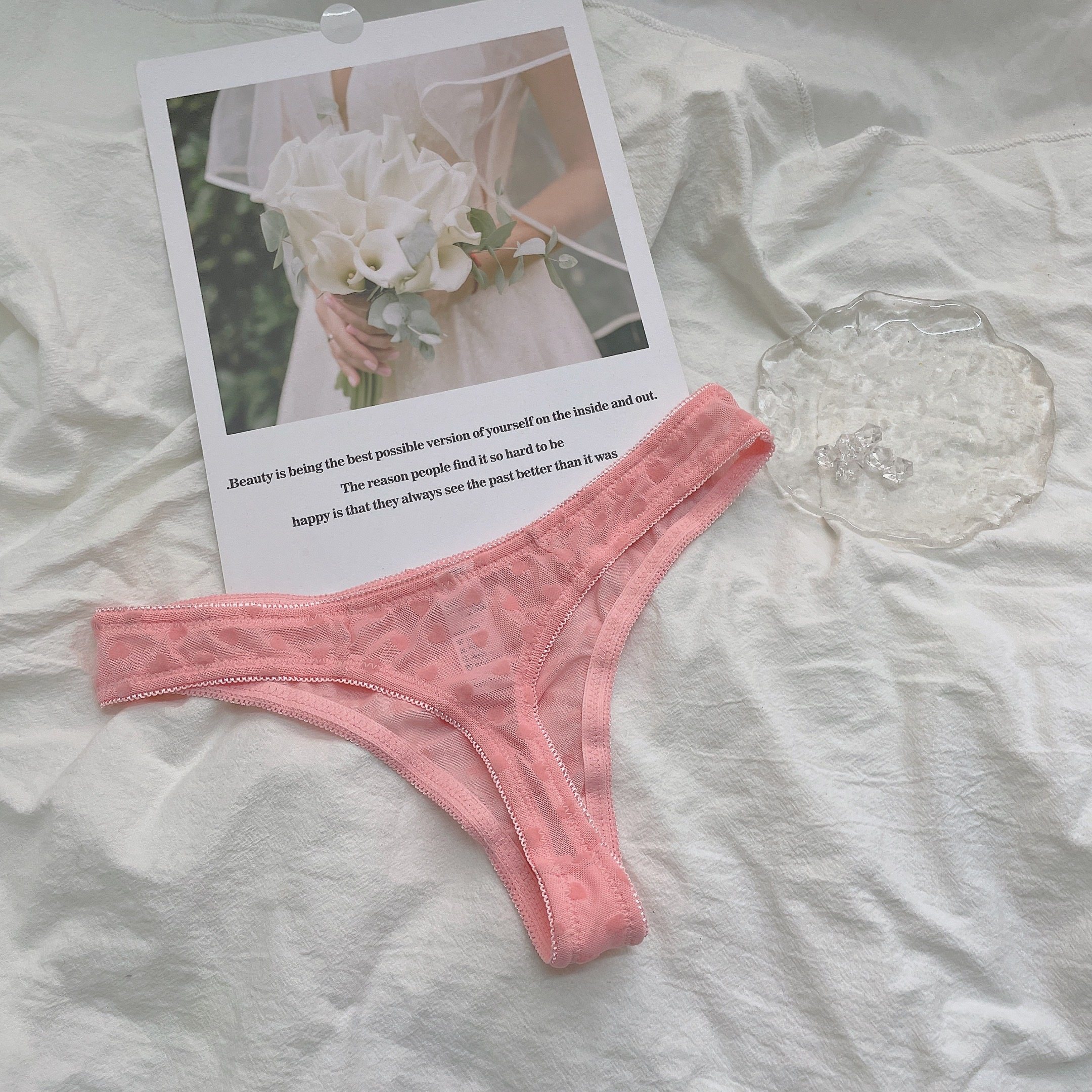 欧美丁字裤女性感低腰粉红爱心网纱性感T裤舒适丰臀薄款透视内裤,淘宝优惠券,粉丝福利购,淘宝优惠卷