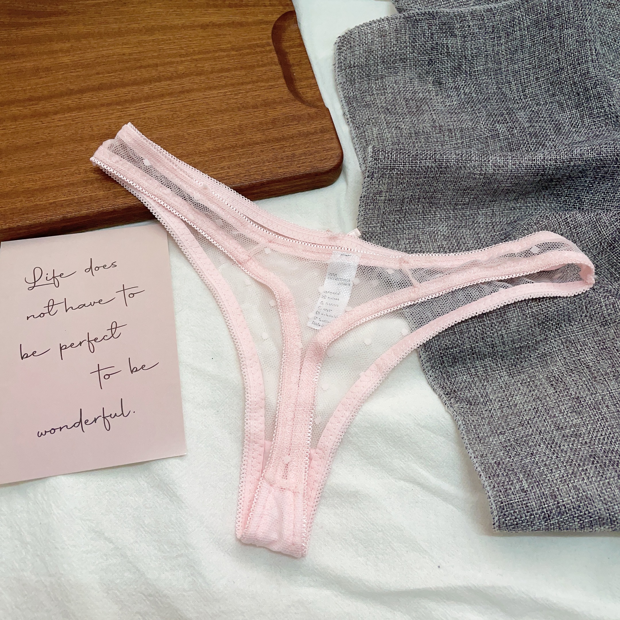 丁字裤女性感纯色透明网纱内裤薄款低腰新款T裤舒适大码Tback欧美,淘宝优惠券,粉丝福利购,淘宝优惠卷