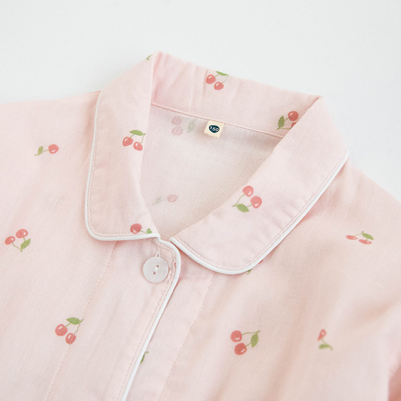 春秋樱桃全棉双层纱布儿童女童长袖睡衣套装春夏纯棉中大童家居服,淘宝优惠券,粉丝福利购,淘宝优惠卷