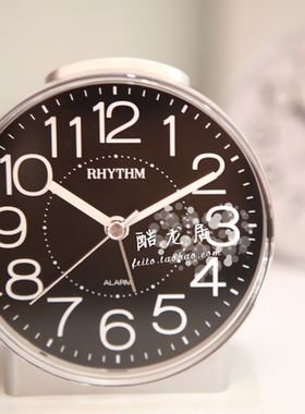 日本丽声RHYTHM闹钟表儿童学生静音扫秒时尚简约创意夜灯嘀嘀嘀声
