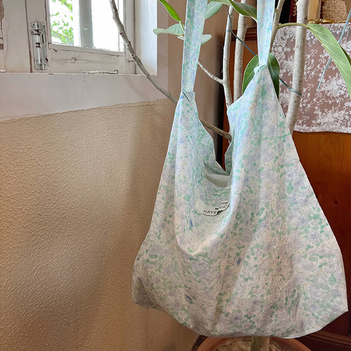 月光集【繁花】韩系ins碎花全棉文艺帆布包单肩包手提布袋大容量 - 图3
