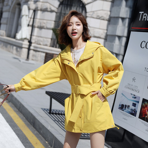 宽松休闲春秋矮个子女式chic薄外套 风衣女中长