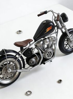 复古铁艺哈雷机车模型摆件道具