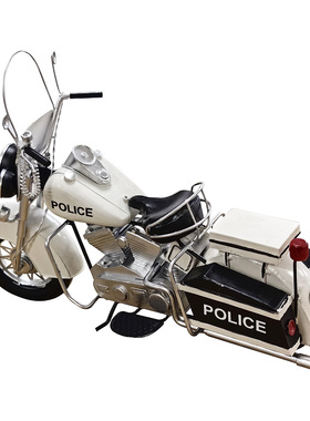 复古白色印第安摩托车模型摆件