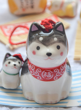 日本濑户药师窑柴犬招福风铃
