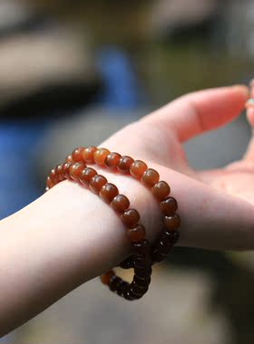 和田玉手串红糖暖玉且末糖