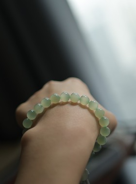 天然和田玉晴水猫眼8mm手串