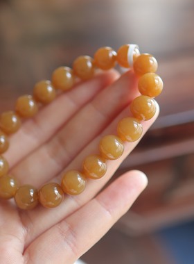 天然和田玉糖玉10mm圆珠单圈